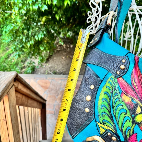 RARE Isabella Fiore Hand-Painted Hummingbird Art Bag - Picture 6 of 16